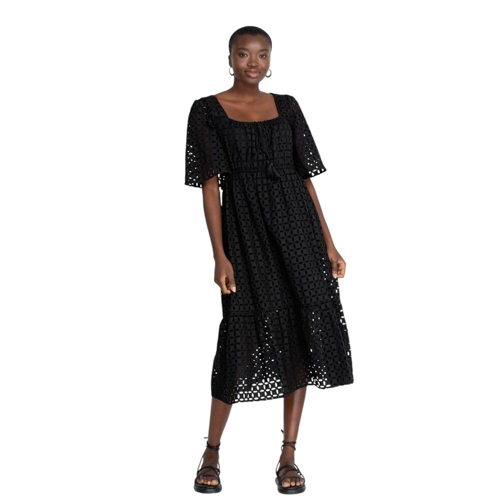 NWT! Johnny Was Misty Eyelet Midi Dress in Black - Size Small (MSRP $388) - Picture 7 of 14